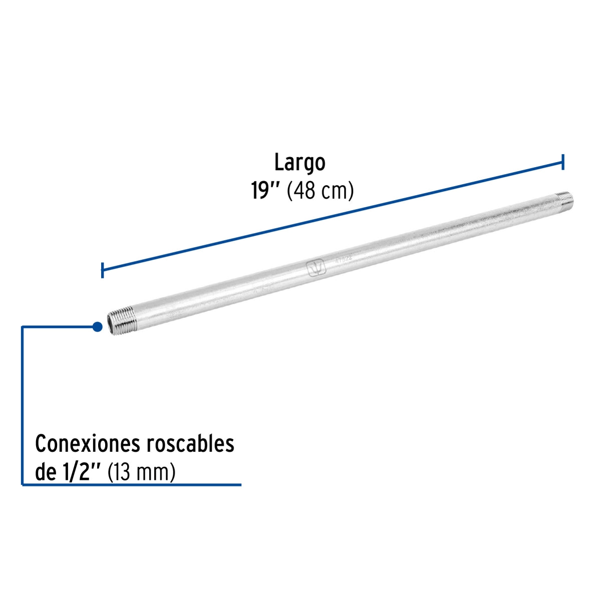 Niple 1/2" x 19" galvanizado SKU:'47522