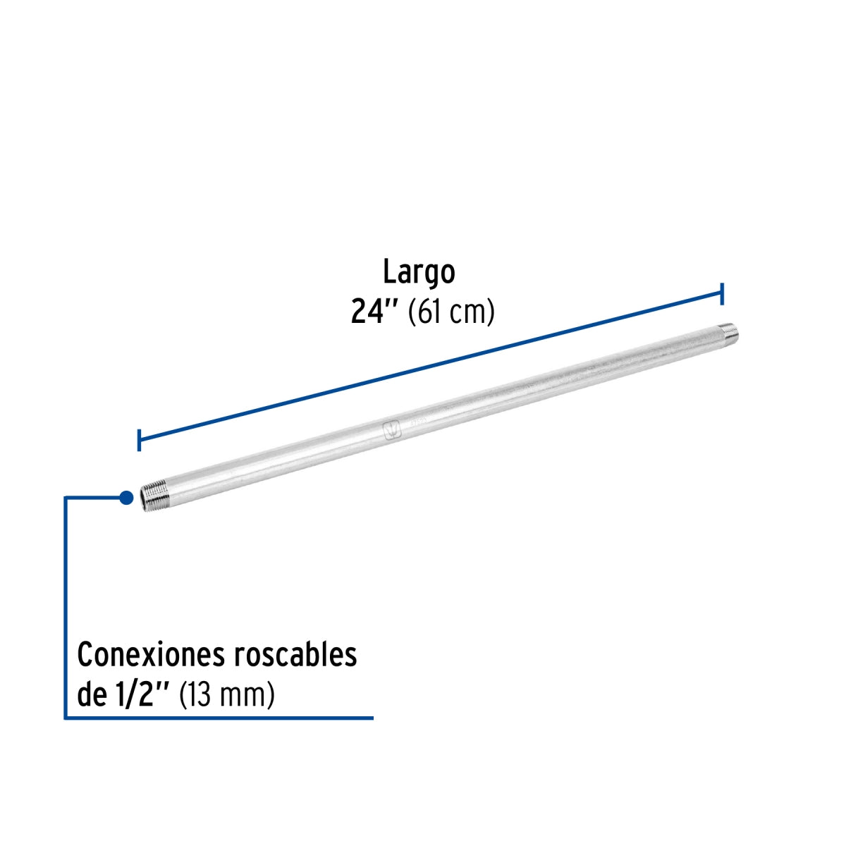 Niple 1/2" x 24" galvanizado SKU:'47523