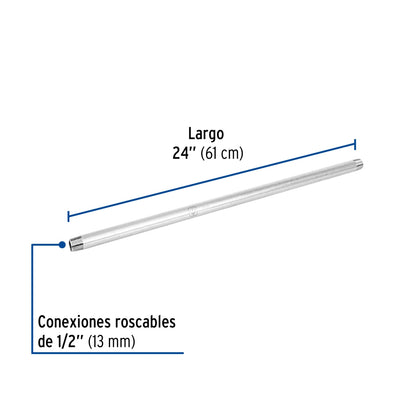 Niple 1/2" x 24" galvanizado SKU:'47523