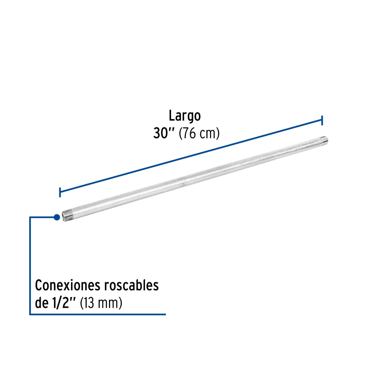 Niple 1/2" x 30" galvanizado SKU:'47524