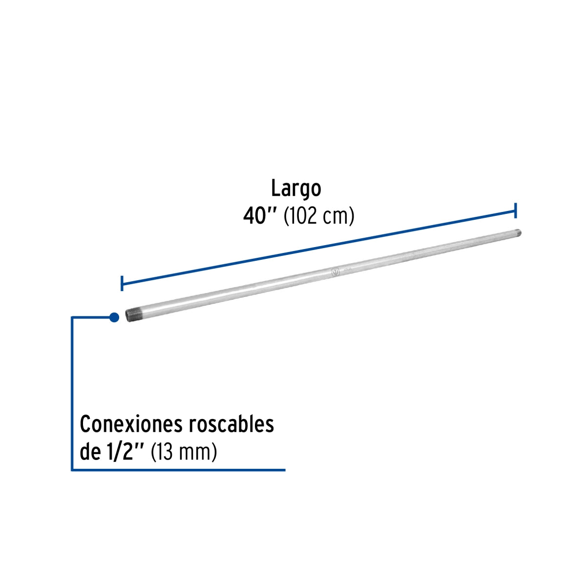 Niple 1/2" x 40" galvanizado SKU:'47525