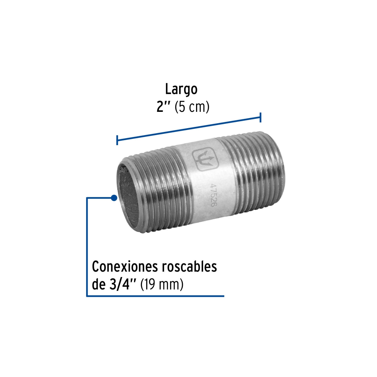 Niple 3/4" x 2" galvanizado SKU:'47526