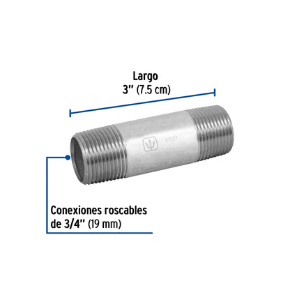 Niple 3/4" x 3" galvanizado SKU:'47527