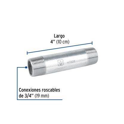 Niple 3/4" x 4" galvanizado SKU:'47528