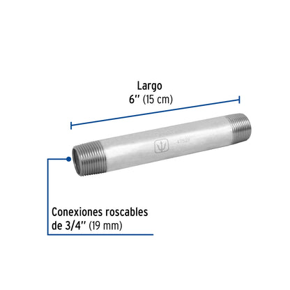 Niple 3/4" x 6" galvanizado SKU:'47529