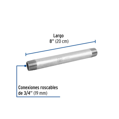 Niple 3/4" x 8" galvanizado SKU:'47530