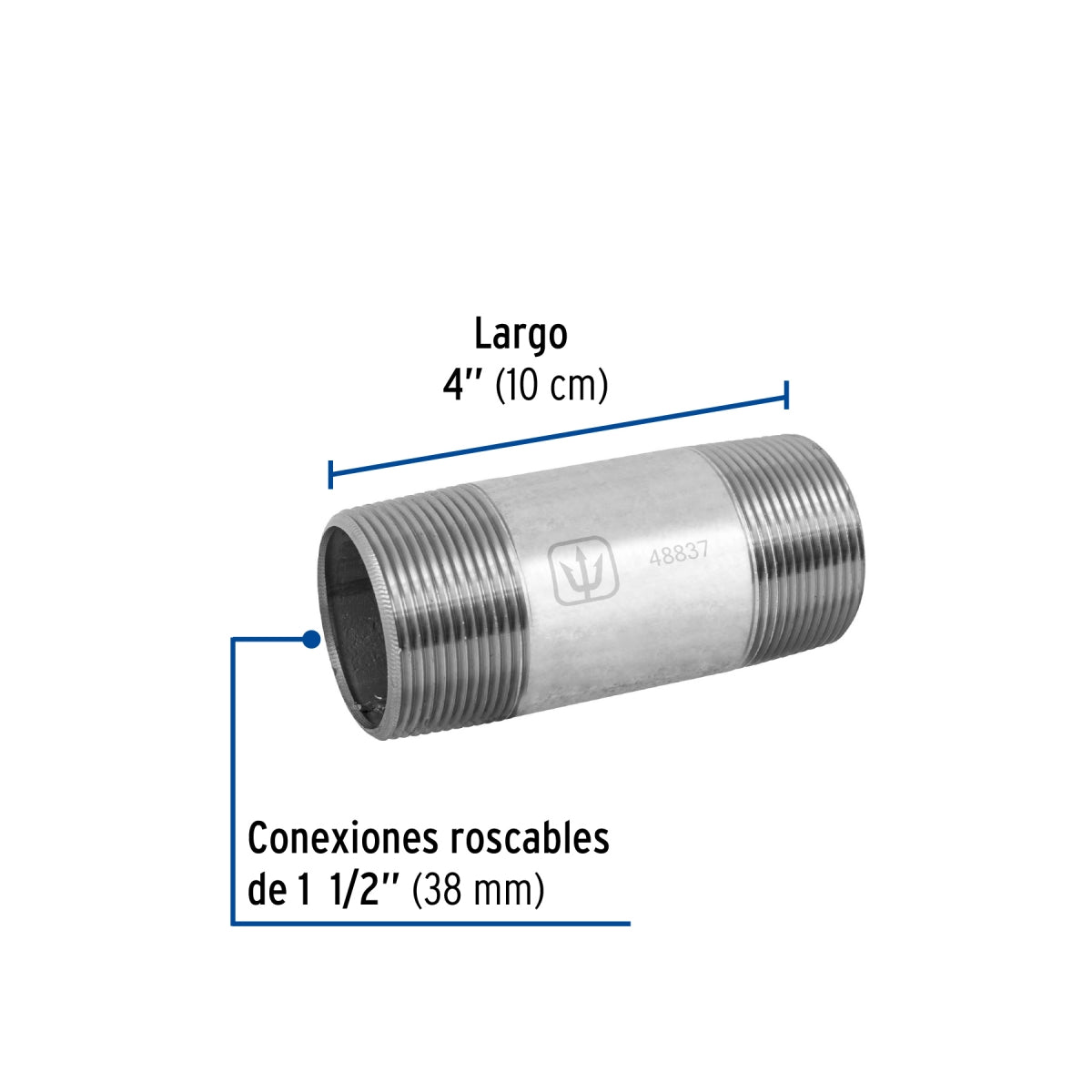 Niple 1 1/2" x 4" galvanizado SKU:'48837