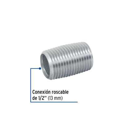 Niple rosca corrida 1/2" galvanizado SKU:'47536