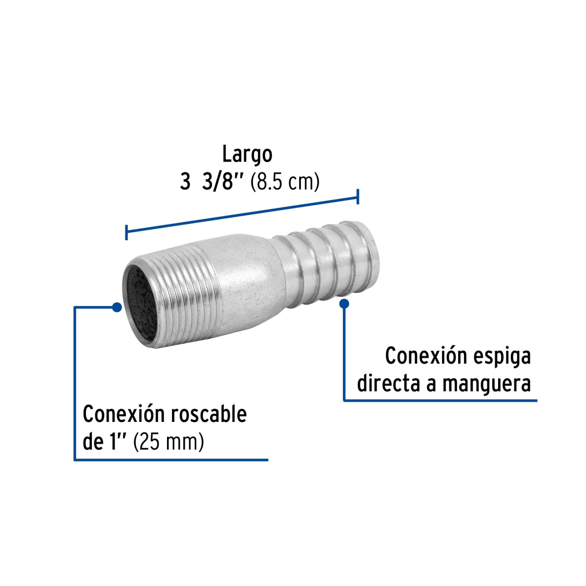 Niple con espiga 1" galvanizado SKU:'48177