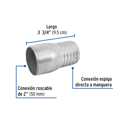 Niple con espiga 2" galvanizado SKU:'48180