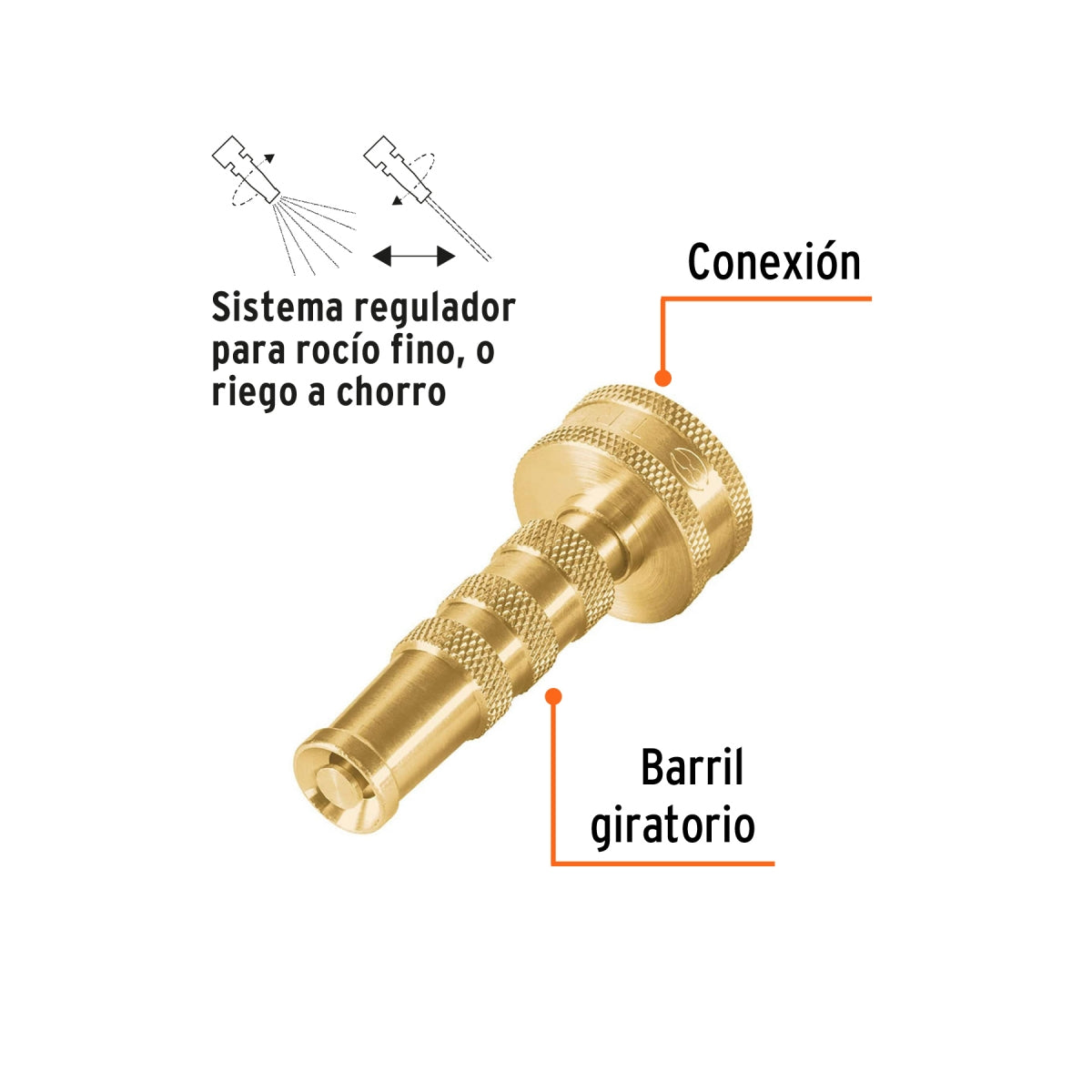 Chiflón 3" latón para manguera SKU:'13130