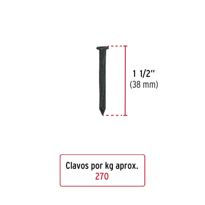 Clavos negros 1 1/2" p/concreto (1kg) SKU:'44132