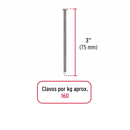 Clavos estándar 3" con cabeza (1kg) SKU:'45023