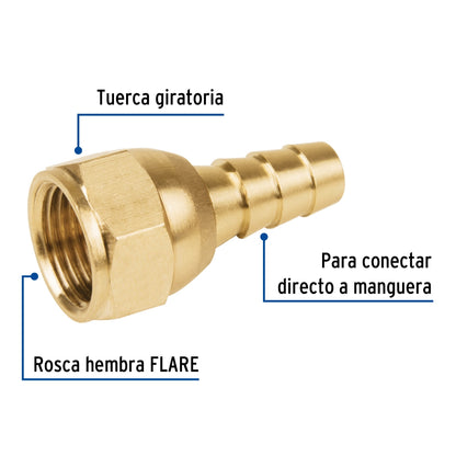 Cople espiga p/gas 3/8" SKU:'45750