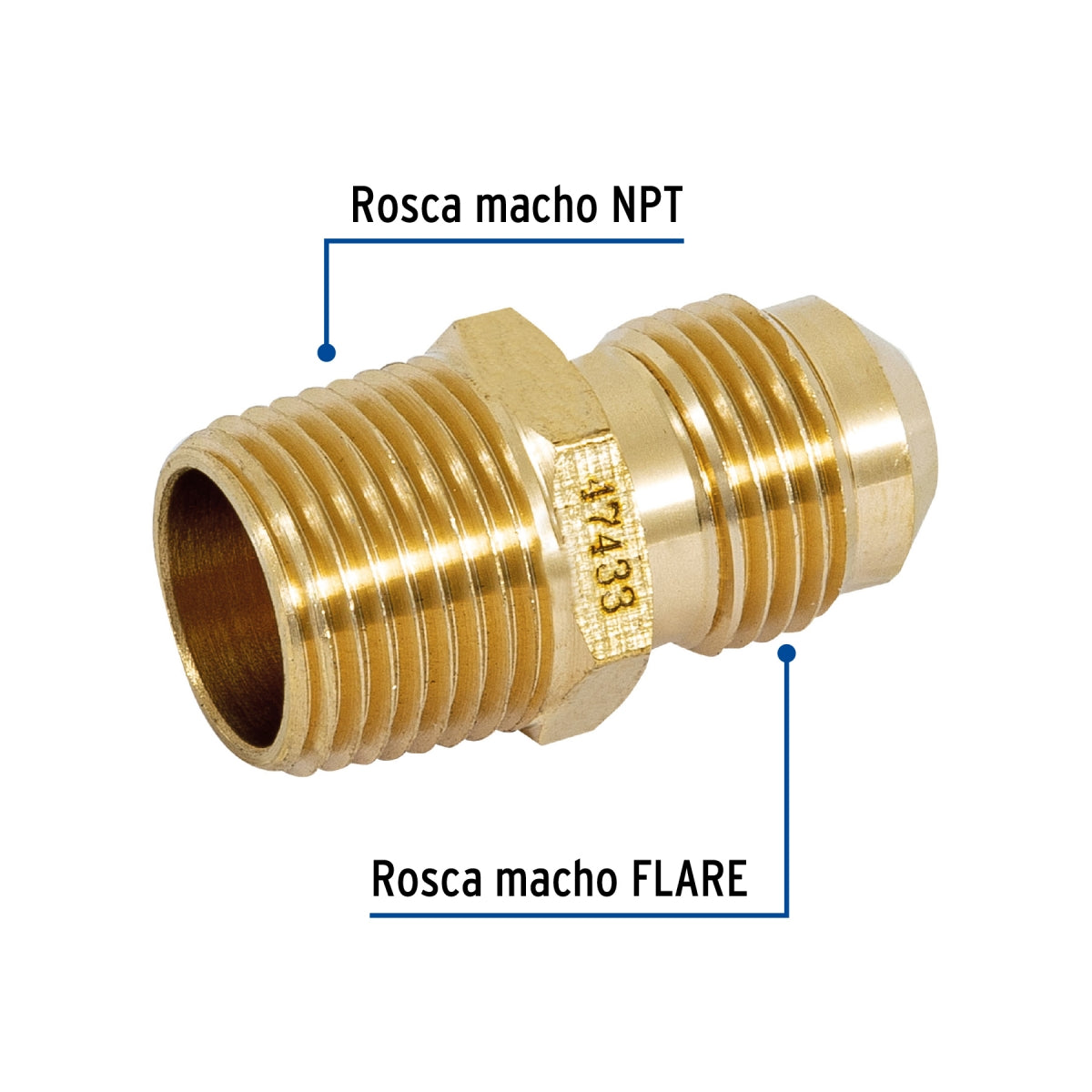 Niple terminal p/gas 3/8" x 3/8" SKU:'47433