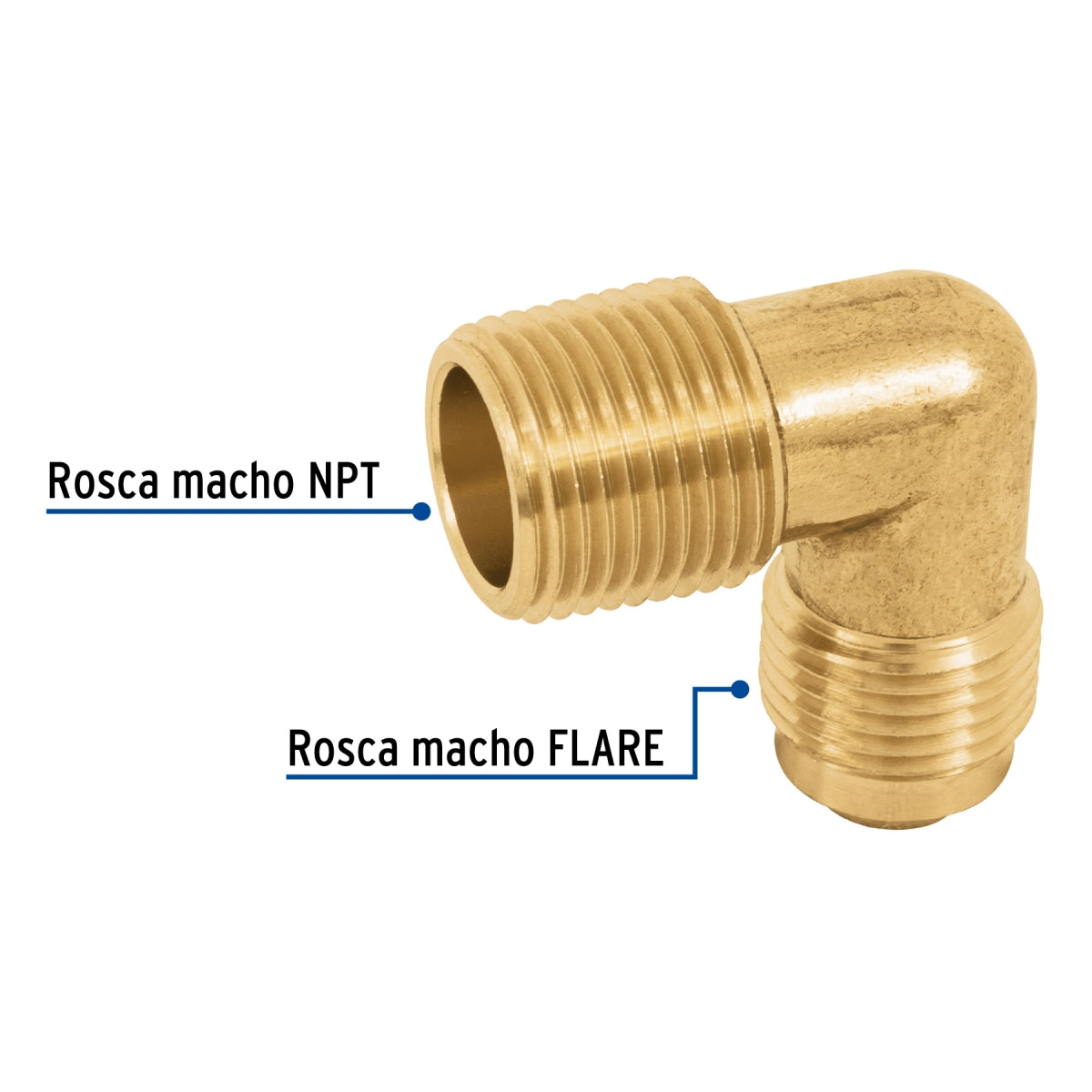 Codo terminal p/gas 3/8" x 3/8" SKU:'47401