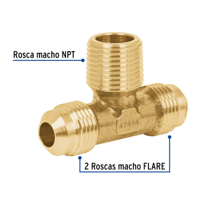 Tee terminal p/gas 3/8" x 3/8" SKU:'47414