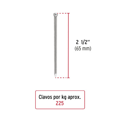 Clavos estándar 2 1/2" sin cabeza (1kg) SKU:'44498