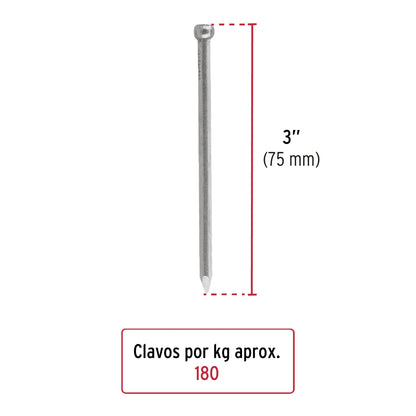 Clavos estándar 3" sin cabeza (1kg) SKU:'44499