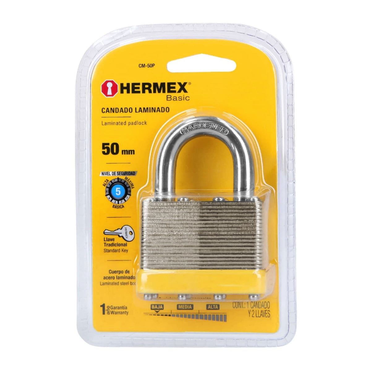Candado laminado 50mm gancho corto SKU:'23504 – Ferreplomería Avenida