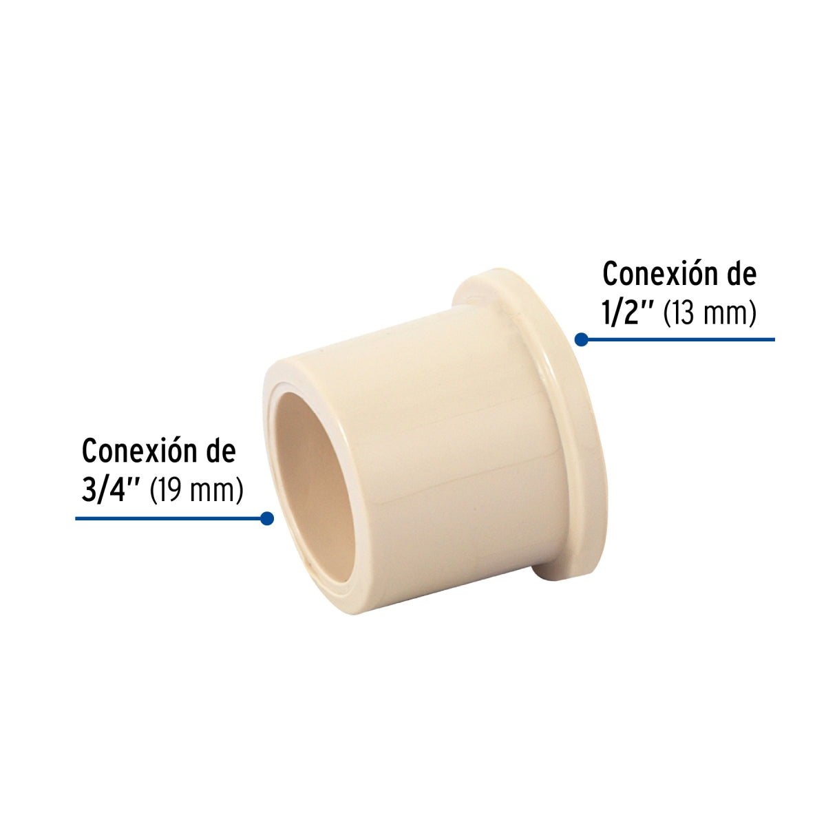 Reducción bushing 3/4" a 1/2" CPVC SKU:'45062