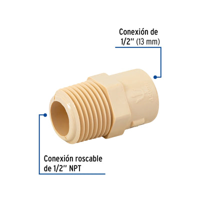 Adaptador macho 1/2" CPVC SKU:'45098