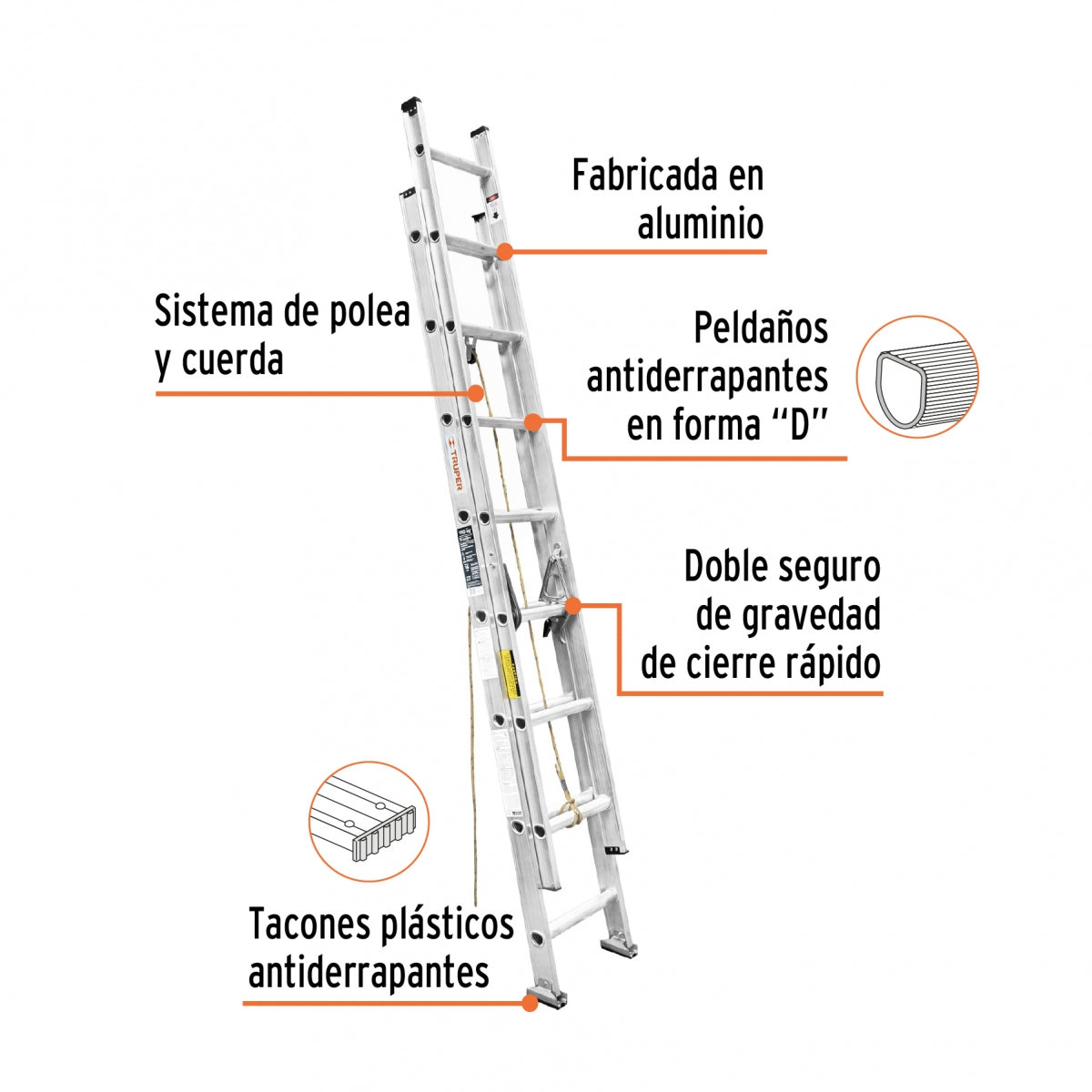 Escalera extensión aluminio 16 escalones SKU:'16026