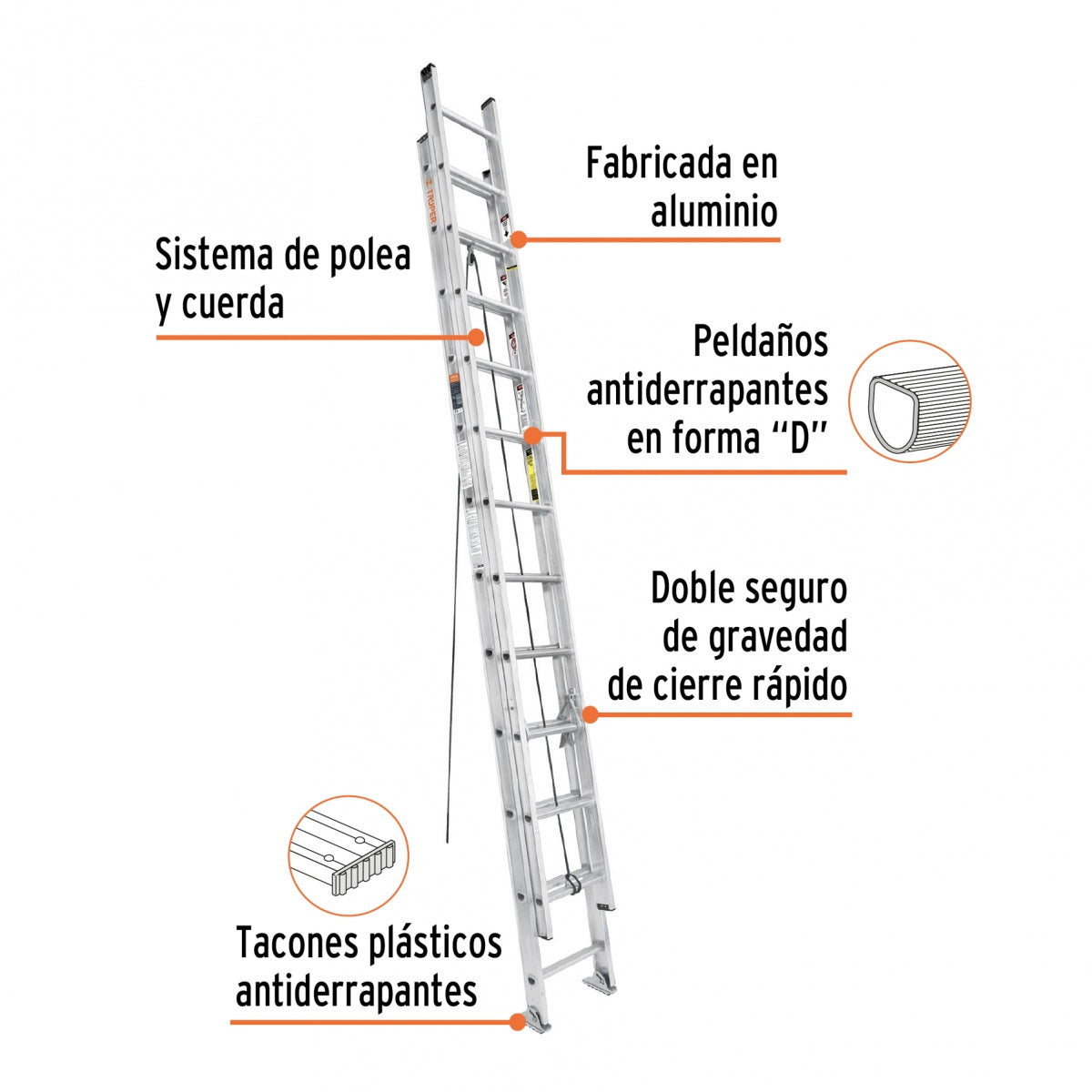 Escalera extensión aluminio 24 escalones SKU:'16028