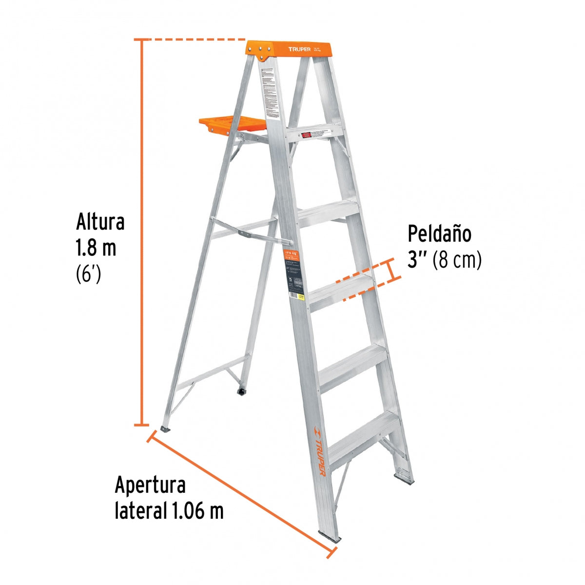 Escalera tijera tipo II aluminio 5 escalones SKU:'10335