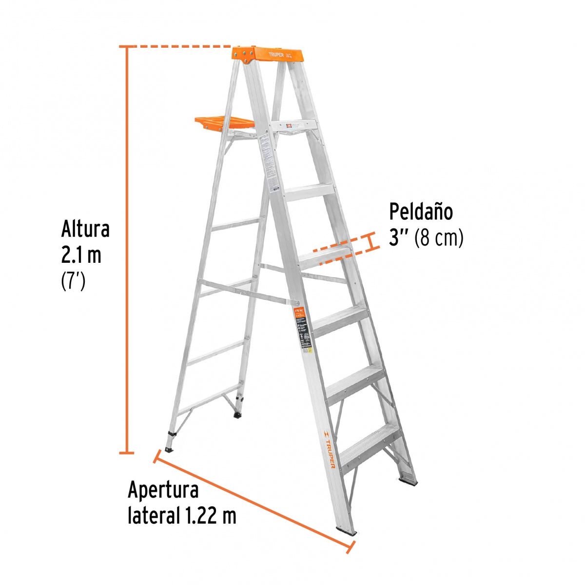 Escalera tijera tipo II aluminio 6 escalones SKU:'16744