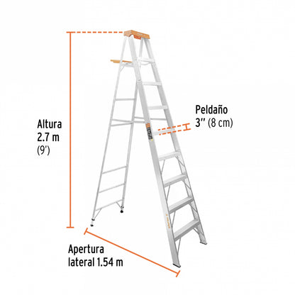 Escalera tijera tipo II aluminio 8 escalones SKU:'10338