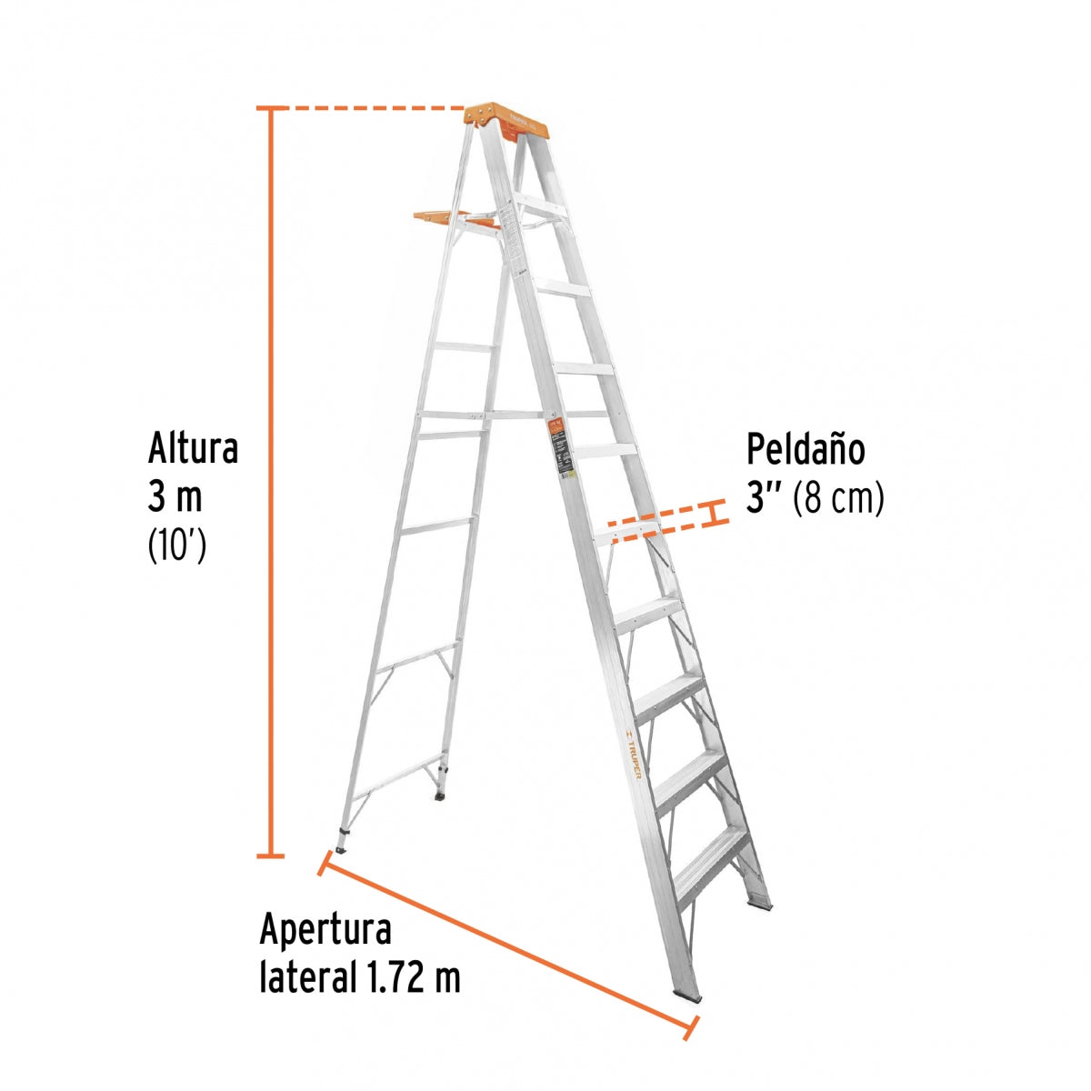 Escalera tijera tipo II aluminio 9 escalones SKU:'10436