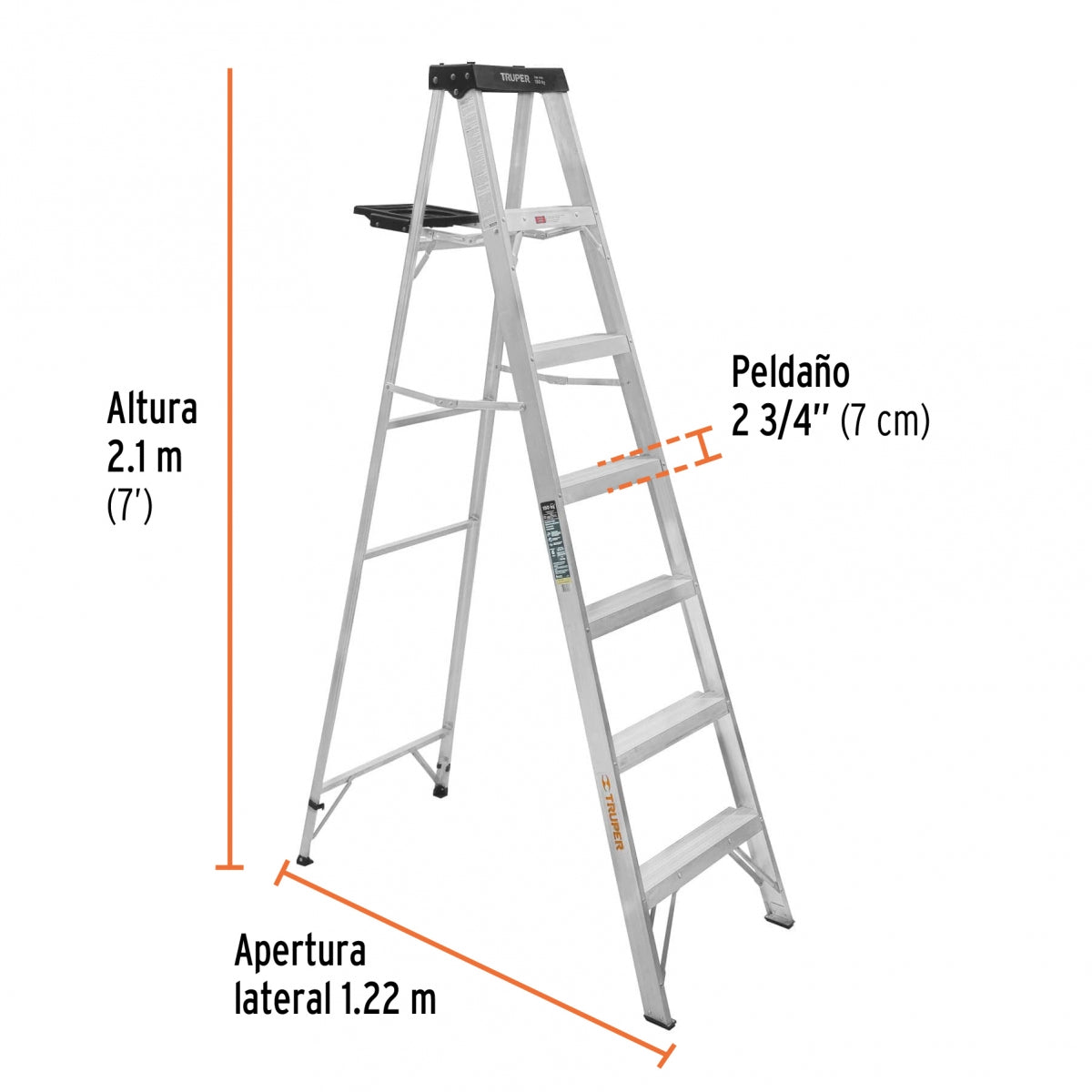 Escalera tijera tipo III aluminio 6 escalones SKU:'10437