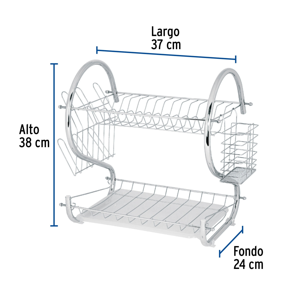 Escurridor 2 niveles de acero cromado para trastes SKU:'47908