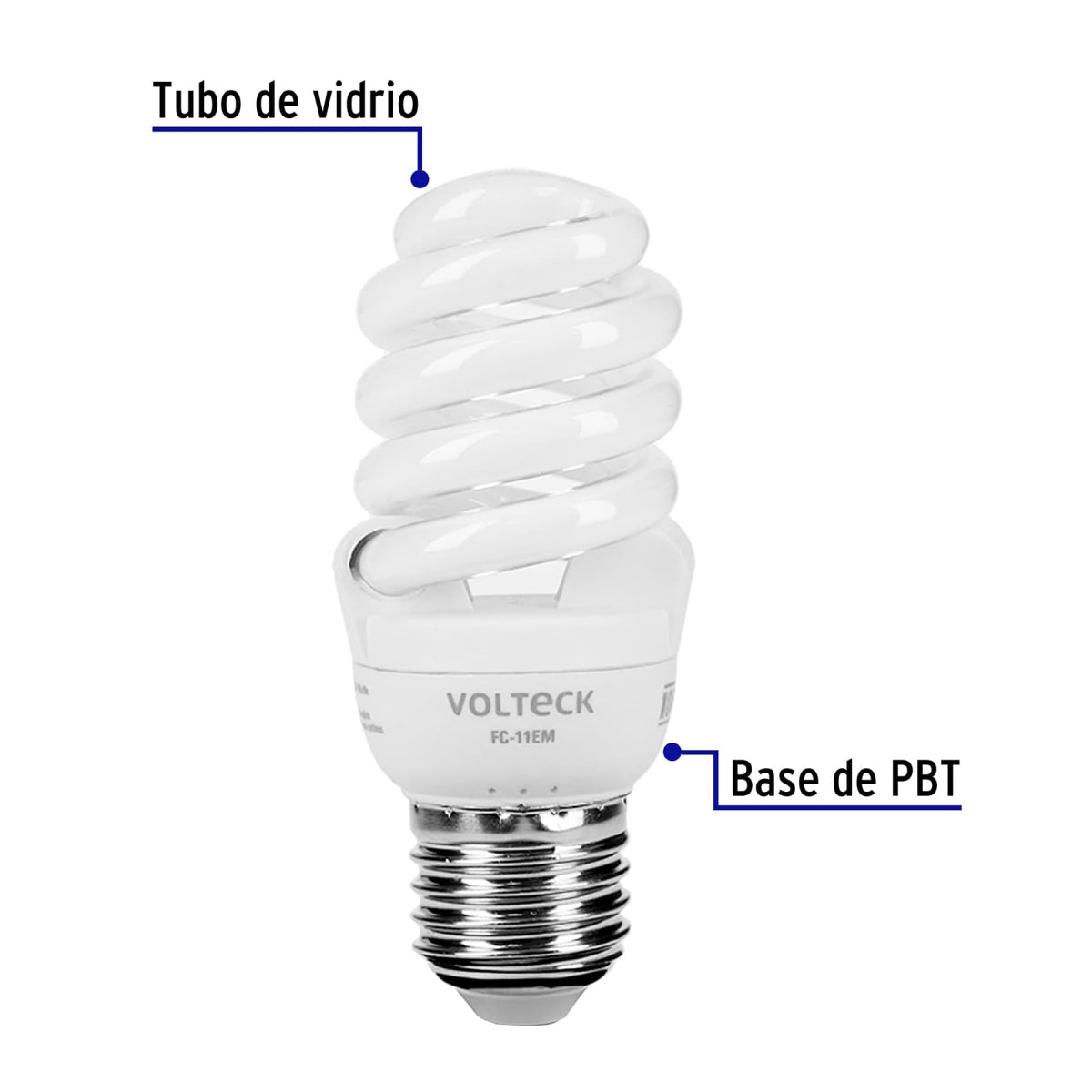 Foco espiral 11W (equivalente 45W) luz cálida SKU:'48503