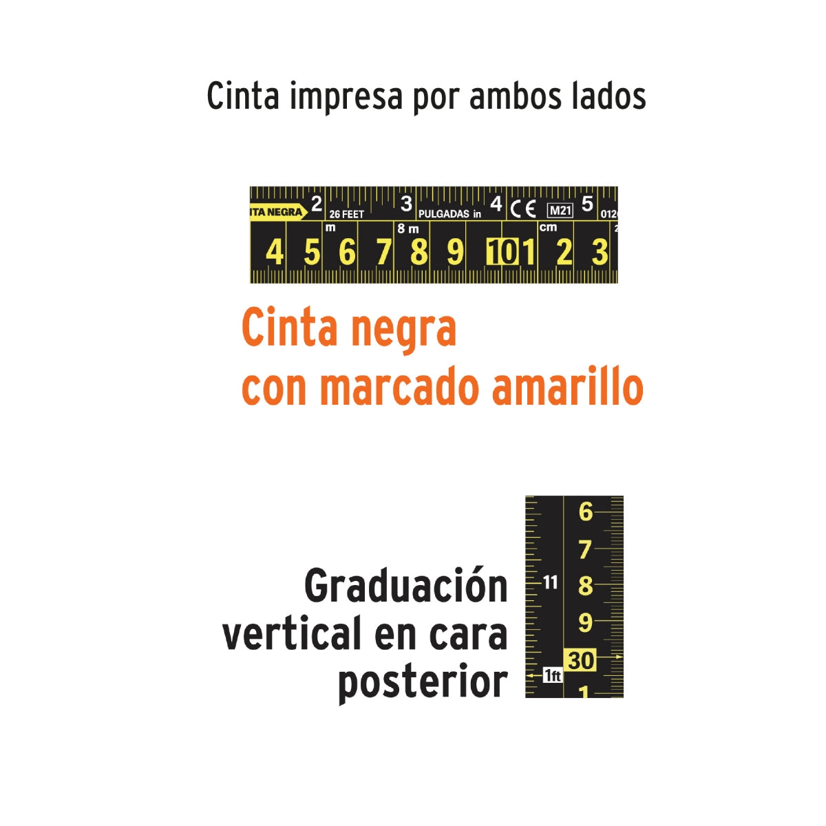 Flexómetro 5.5m contra impactos cinta negra SKU:'11745