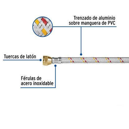 Manguera p/gas 1m aluminio 3/8" x 3/8" SKU:'24061