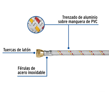 Manguera p/gas 1.5m aluminio 3/8" x 3/8" SKU:'24062