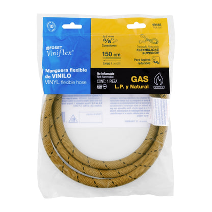 Manguera p/gas 1.50m vinilo 3/8" x 3/8" SKU:'49185