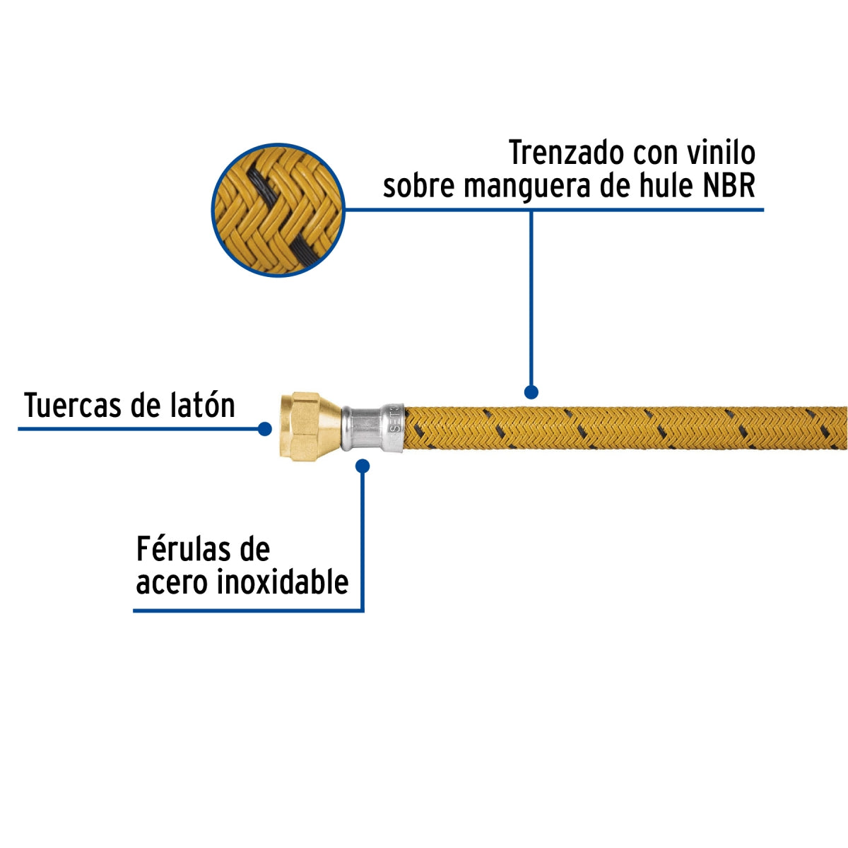 Manguera p/gas 1.50m vinilo 3/8" x 3/8" SKU:'49185