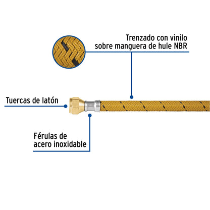 Manguera p/gas 1.50m vinilo 3/8" x 3/8" SKU:'49185