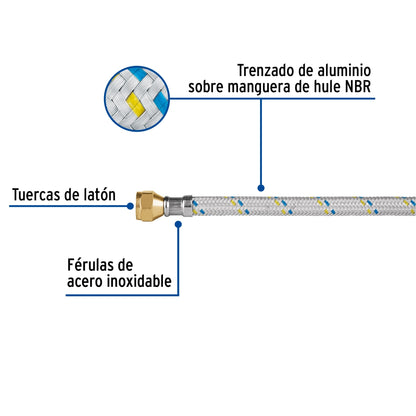 Manguera p/gas 1.5m aluminio 3/8" x 3/8" SKU:'49139