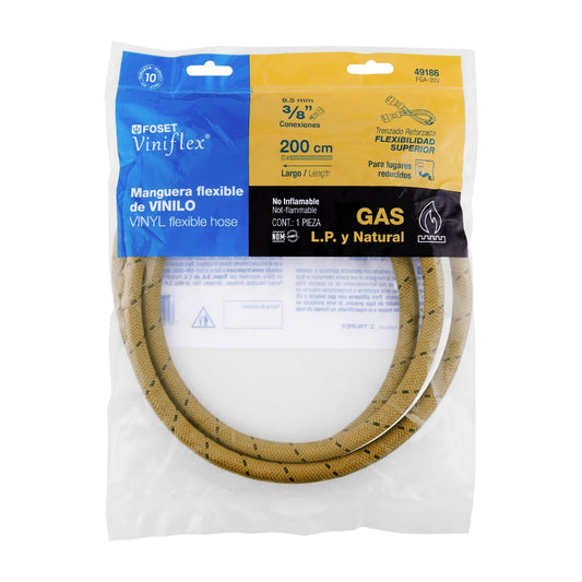 Manguera p/gas 2m vinilo 3/8" x 3/8" SKU:'49186