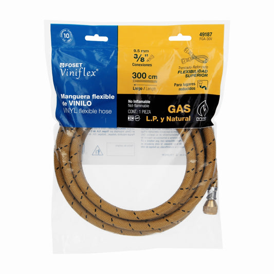 Manguera p/gas 3m vinilo 3/8" x 3/8" SKU:'49187