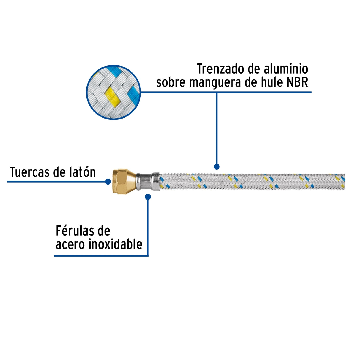 Manguera p/gas 3m aluminio 3/8" x 3/8" SKU:'49141