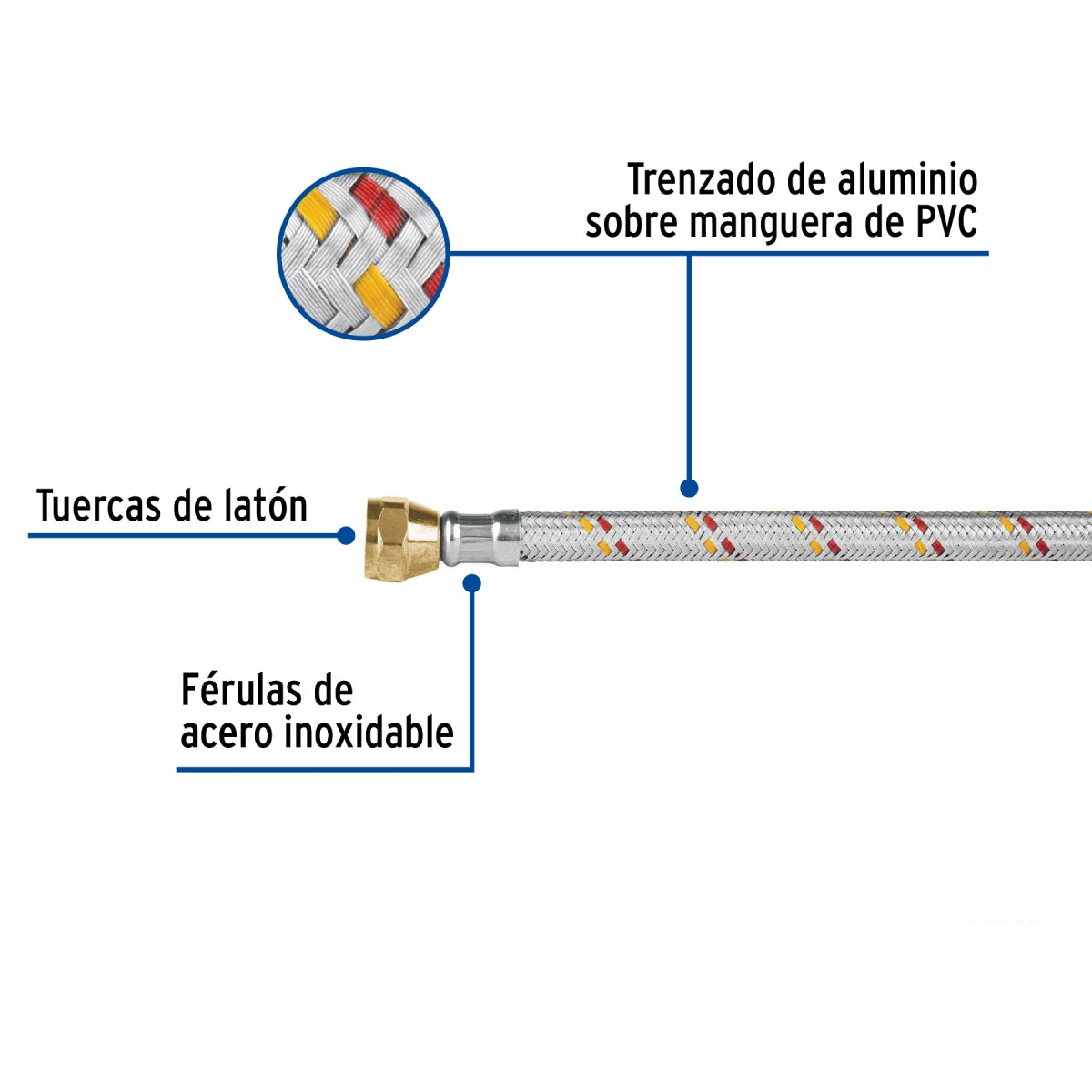 Manguera p/gas 4m aluminio 3/8" x 3/8" SKU:'24065