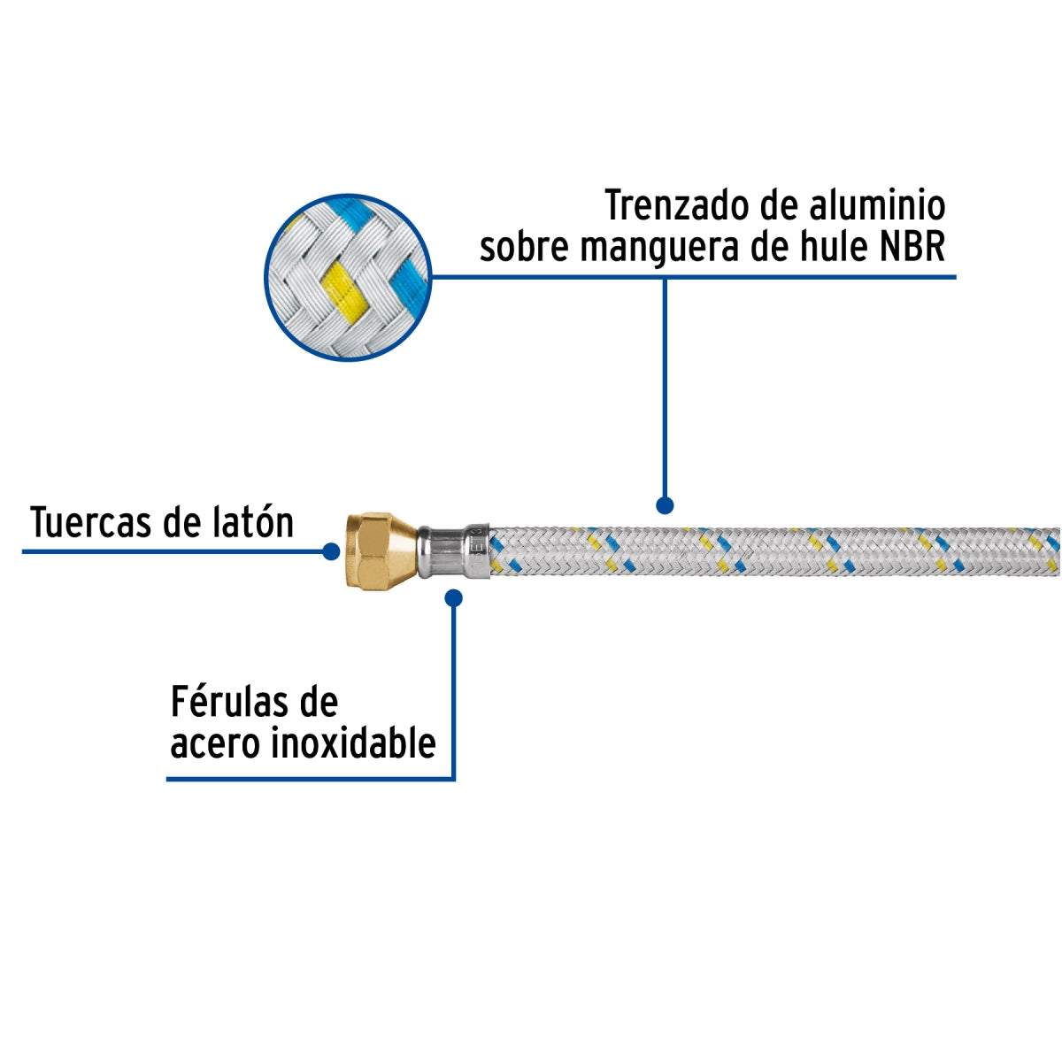 Manguera p/gas 4m aluminio 3/8" x 3/8" SKU:'49142