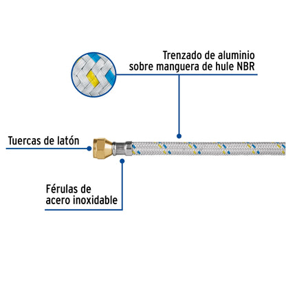 Manguera p/gas 4m aluminio 3/8" x 3/8" SKU:'49142