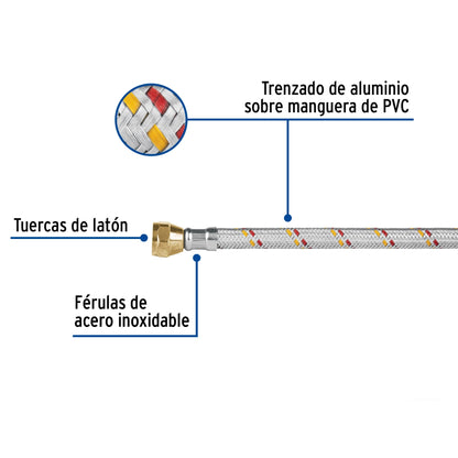 Manguera p/gas 5m aluminio 3/8" x 3/8" SKU:'24066