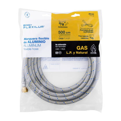 Manguera p/gas 5m aluminio 3/8" x 3/8" SKU:'49143